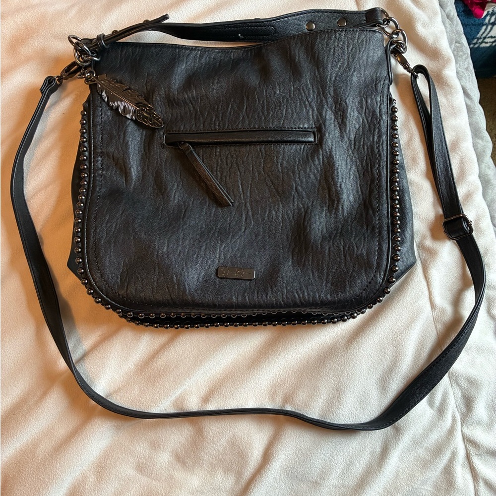 Jessica Simpson Black Studded Shoulder Bag
